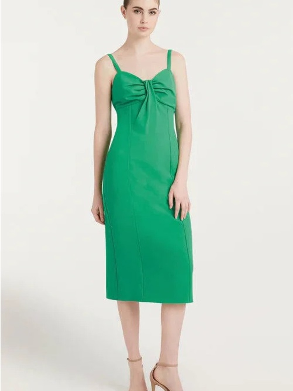 Cinq a Sept -Erica Midi Dress Green Knot-Front